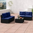 thumbnail image 5 of Costway 5 Piece Outdoor Furniture Set with Seat & Back Cushions Tempered Glass Tabletop Blue, 5 of 10