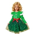 thumbnail image 2 of Mercatoo Toddler Girls Christmas Dress 2 Piece Bows Sequin Fleece Shoulders Tulle Layered Skirt Headband Kids Holiday Dresses, 2 of 9
