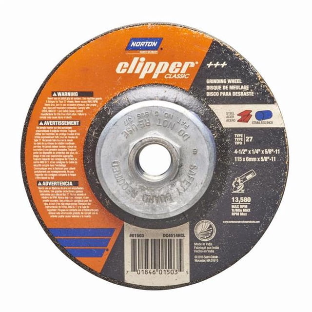Norton 2027311 4.5 x 0.62-11 Po. Meule Classique Clipper