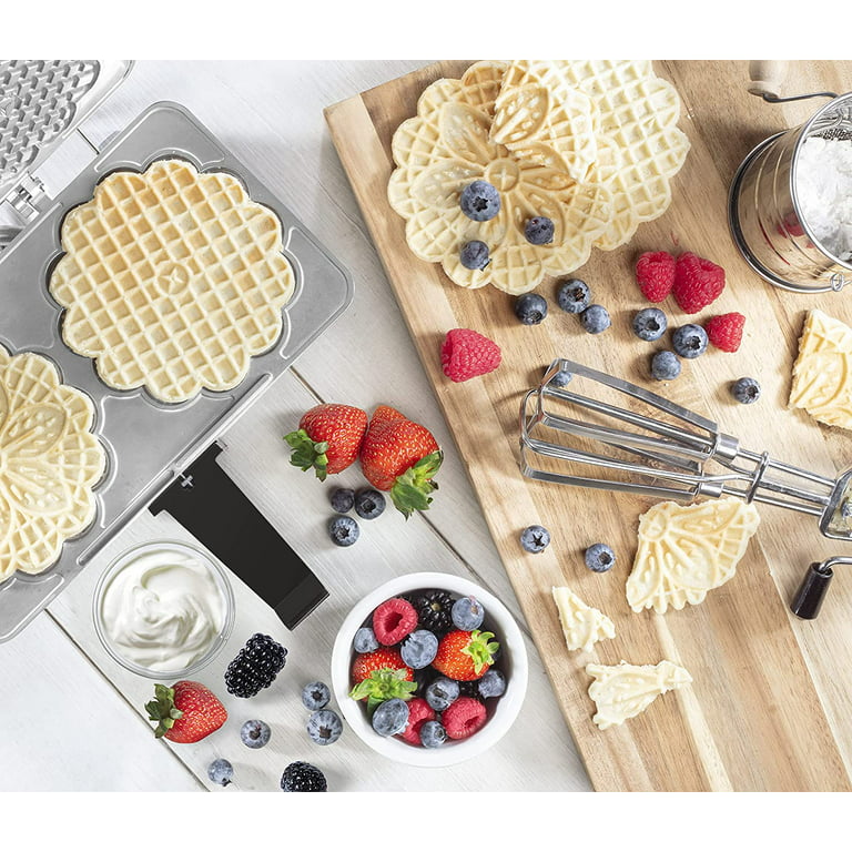 Pizzelle Maker - Polished Electric Baker Press Makes Two 5-Inch Cookies at  Once- Recipe Guide Included- Party Treat Making Made Easy - Unique