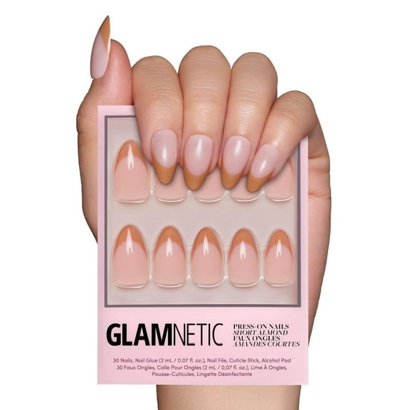 Glamnetic Press-On Nails – Café Crème | Beige French Tip Nails, " Salon Quality", 30 Count