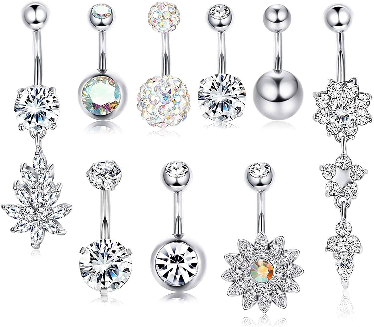 14g 3/8 Owl Belly Button Ring Navel Rings Ear Piercing Jewelry 