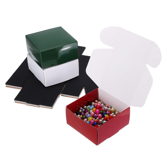 3.9x3.9x2" Small Gift Boxes Bulk, 25 Pack Mini Square Cardboard Paper Present Box for Jewelry, Candy, Black/White/Kraft/Red/Dark Green