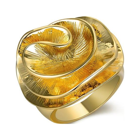 Mytys Statement Rings for Women 18k Gold Plated Flower Cocktail Ring Wedding Engagement Gift