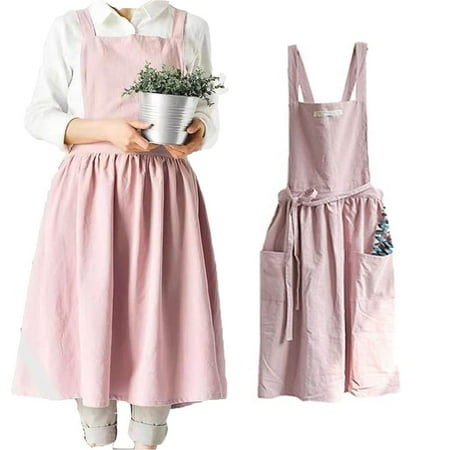 

HLONK AOVUWU Soft Cotton Kitchen Cooking Apron With Cross Back For Cooking Catering Work Commercial Restaurant The Size Can Be Customized