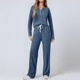 thumbnail image 5 of FAIWAD Womens 2 Piece Pajama Sets Ribbed Knit Outfits Long Sleeve Button Up Tops and Pants Pj Sleepwear, 5 of 9