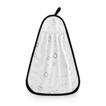 Grey Square Pattern Hanging Towel Hand Towel 16.53x12.20in Quick-Drying for Kitchen and Bathroom Use