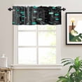 thumbnail image 2 of Abstract Art Valances for Windows Black Teal Dot Modern Space Art Rod Pocket Curtain Valance Window Treatment Short Curtains for Kitchen Living Room, 42"x18", 2 of 5