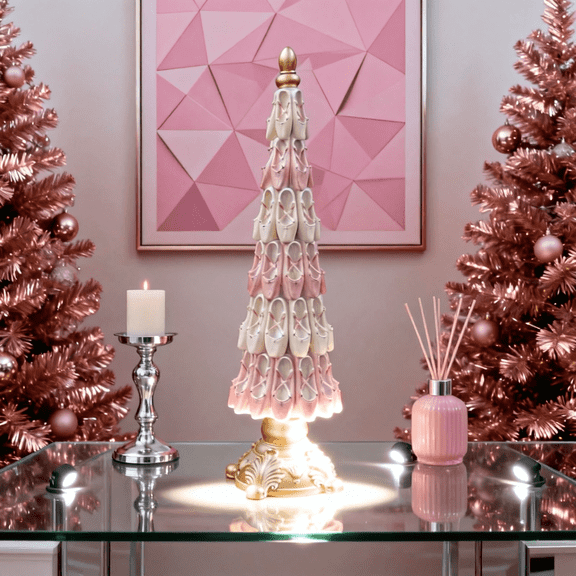 7.87in Ballerina Shoe Tree,Resin Christmas Tree Ornament, Tree Ballet Ornaments, Christmas Resin Ornament, for Holiday Decor Centerpiece, Ballerina Shoes Decoration Pinkaesthetic Ballerina Shoe Tree