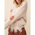 thumbnail image 3 of Suéter de Halloween para mujer Tsseiatte, jersey de calabaza de manga larga con cuello en V, suéter cálido para otoño e invierno., 3 of 6