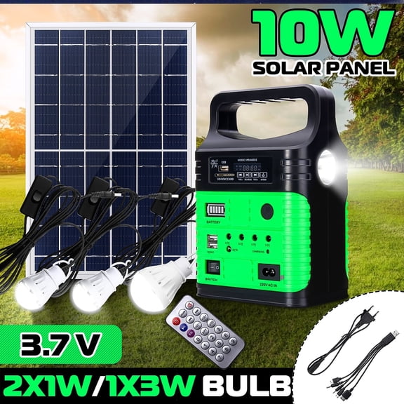 Portable Power Station, Solar Generator 10W Panel Flashlights Camp Lamps Battery USB Charger Back up Electric System Home Emergency Outdoor Backup