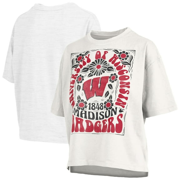 Women's Pressbox White Wisconsin Badgers Harmony Oversized Slub T-Shirt