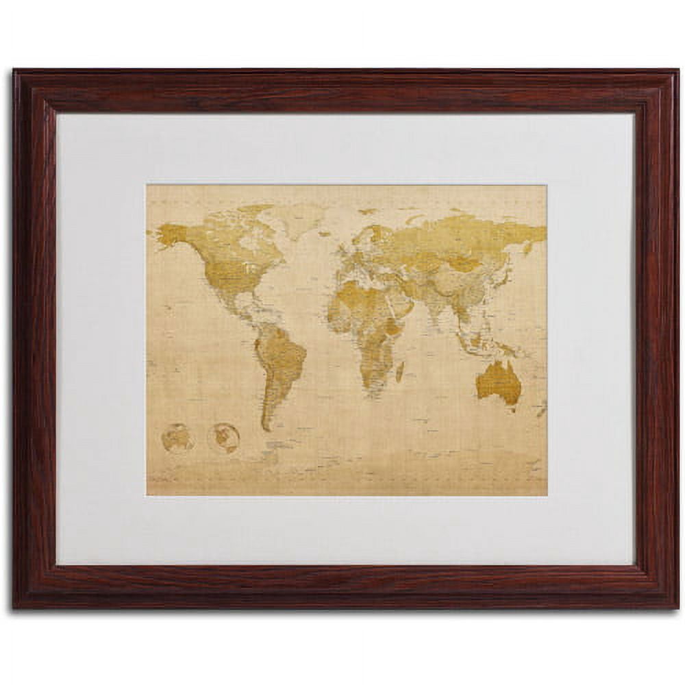 Trademark Art 'World Map Antique'  Matted Framed Art by Michael Tompsett