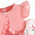 thumbnail image 5 of Toddler Baby Girls Outfits Sleeveless Floral Print Dress Ruffle Short Sleeve Coat Bow Headband Clothing sets, 5 of 6