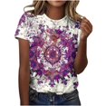 thumbnail image 2 of JTZGDY Plus Size Tops for Women Vintage Floral Printed Summer Short Sleeve Basic Crewneck Graphic T-Shirts Loose Oversized Dressy Casual Tunic Blouse Multicolor#30 XXXL, 2 of 5