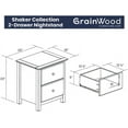 thumbnail image 2 of Grain Wood Furniture Shaker 2-Drawer Bedside Nightstand, Solid Wood with Cherry Finish, 2 of 12