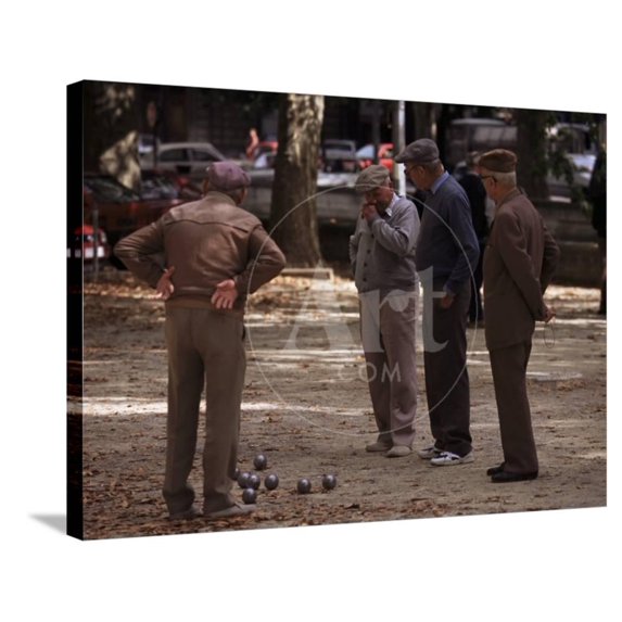 Old Men Playing Petanque, Nimes, Gard, Provence, France, Scenic Stretched Canvas Wall Art by John Miller Sold by ArtCom