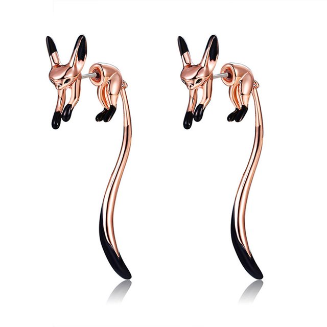 Pendientes de zorro Temperamento de cola larga Pendientes colgantes hermosos Joyas para mujeres oso de fresa Hogar