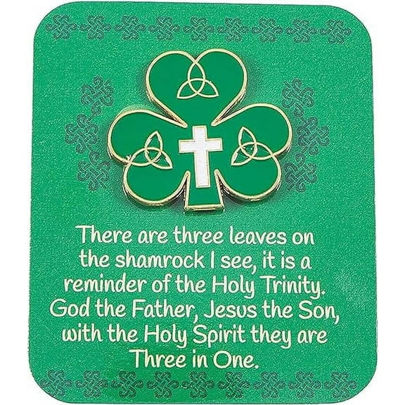 Fun Express 12 Pieces Trinity Shamrock Pins with Card for St. Patrick's Day, Jewelry