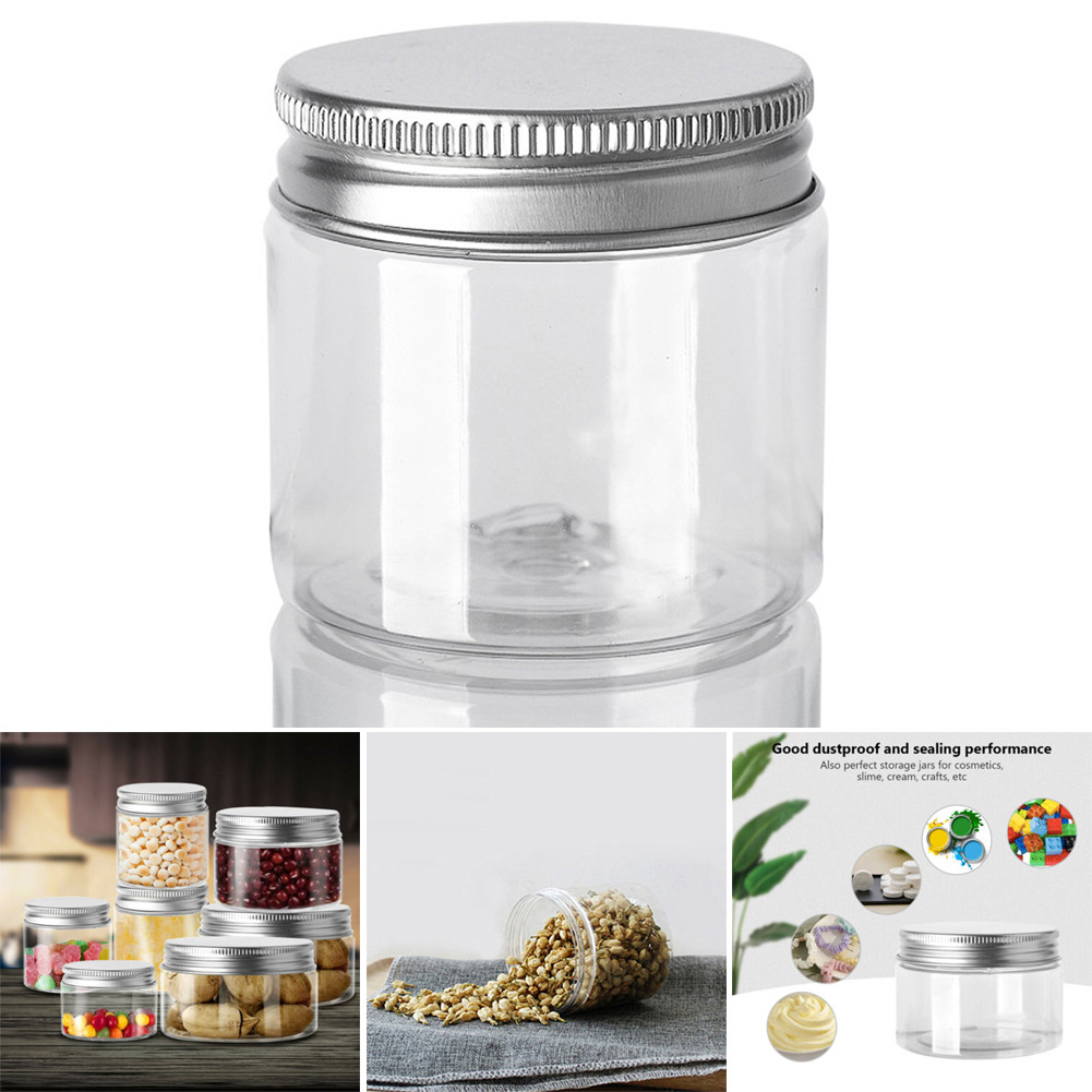 10Pcs Storage Jars Clear Aluminum Cap Cosmetic Food Containers Travel Bottle