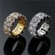 thumbnail image 2 of Anillo solitario de circonita cúbica yuxing 2 filas estilo Hip hop color dorado plateado con dije helado 9, 2 of 5