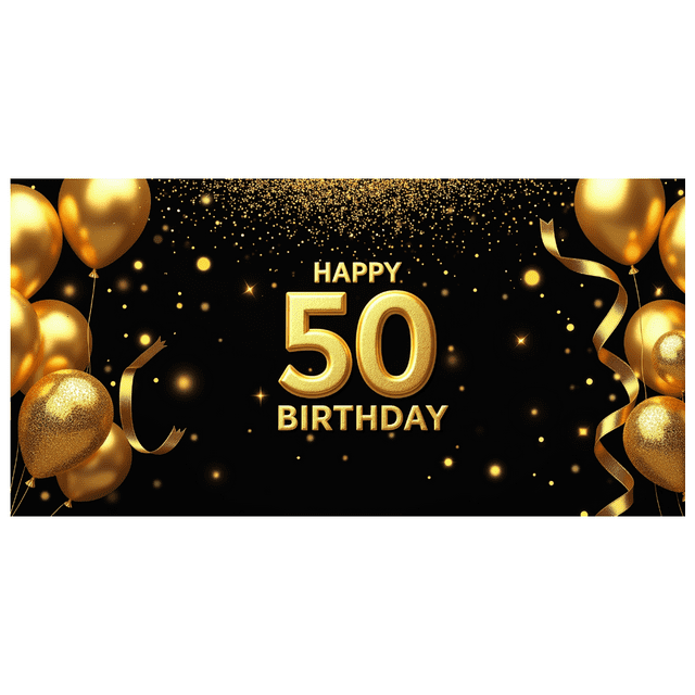Golden Glittery 50th Birthday Backdrop Banner Party Decors Background for Photography Props Birthday Party Celebration Decorations
