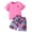 Pink#01, variant on Yeaiivve Boys Girls Vacation Outfits Tropical Palm Tree 2 Piece Set Crew Neck Short Sleeve Top & Elastic Waist Shorts Beach Casual Wear for Kids 3-12Y