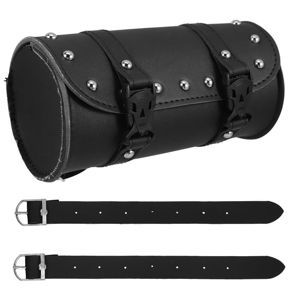FELTECHELECTR Motorcycle Rear Rack Bag Tool Storage Black PU 1Pcs