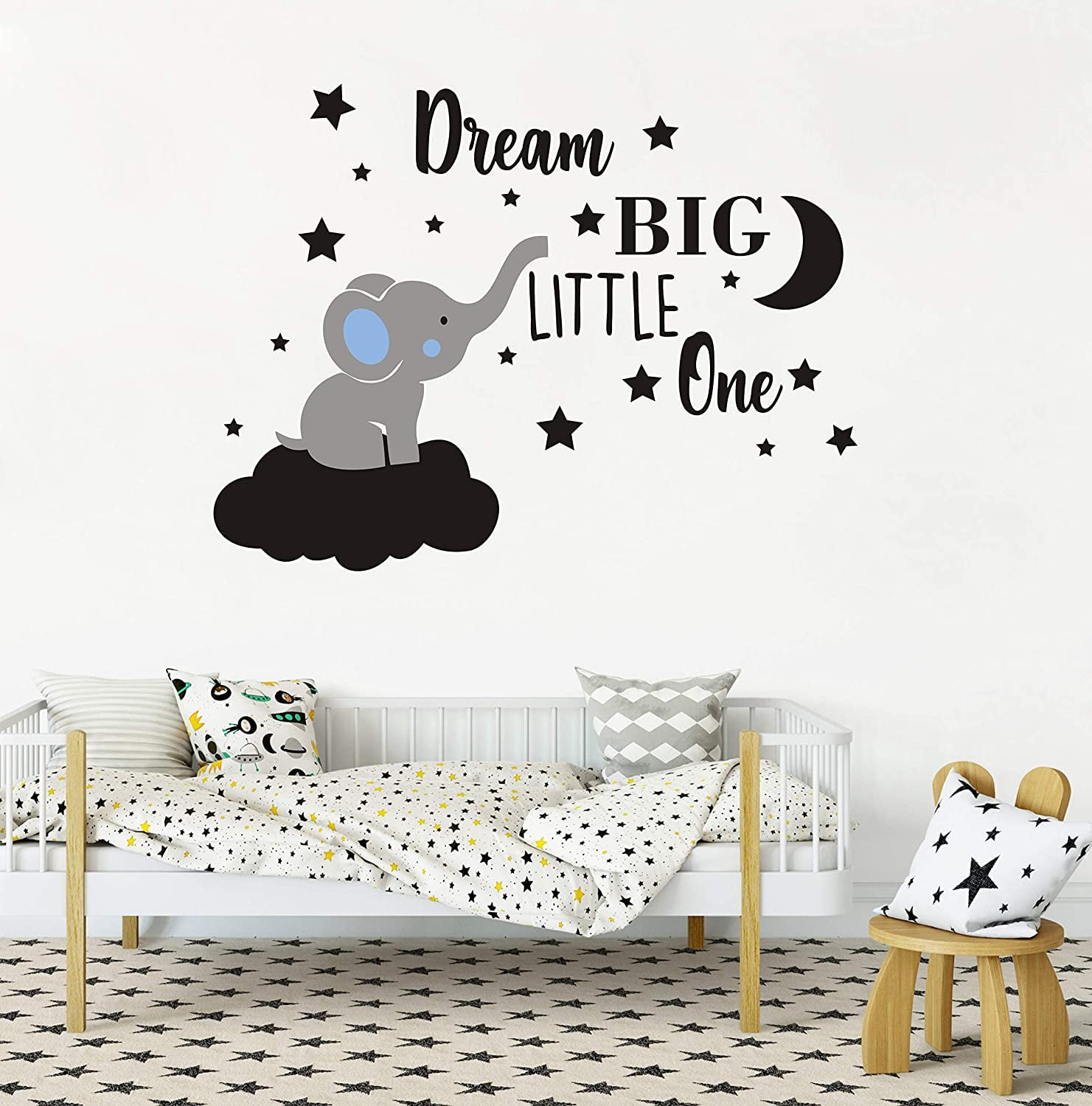 Nursery Wall Sticker Dream Big Little One Quote Boys Girls Bedroom Vinyl Decal 