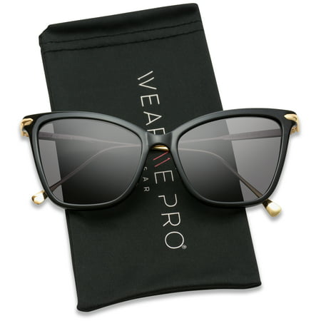 WearMe Pro - Women Polarized Metal Frame Designer Cat Eye Sunglasses