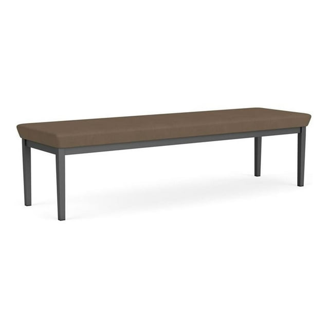 Lenox Steel Reception Waiting Room 3-Seat Bench / Charcoal Steel / Brown