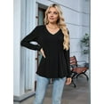 thumbnail image 3 of Women'S Puff Long Sleeve Shirts Pleated V Neck Fall Tunic Tops Blouse Dressy Casual Loose Summer T-Shirts, 3 of 7