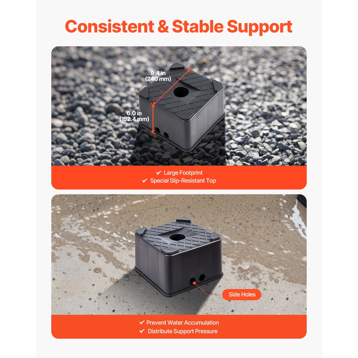 KFFKFF Durable Trailer Jack Blocks, 6" High RV Leveling Supports, Each with 6000 lbs Capacity, Ideal for RV Jack Stands, Stools, Camper Gear, Suitable for Travel Trailers, 5th Wheels