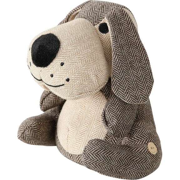 Weighted Puppy Dog Door Stopper, Floppy Ears, Brown and Tan, 9 Inches Tall, 2.2 lbs