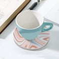 thumbnail image 4 of GZHJMY Round Drink Coasters, 4 Pcs Pink Brown Marble Ink Pattern Absorbent Ceramic Coffee Coasters for Drinks with Cork Base Housewarming Gift for Home Decor, 4 of 5