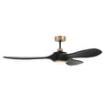 thumbnail image 2 of Envy 60 in. Flat Black/Satin Brass Finish Indoor Ceiling Fan, Integrated LED Light & Remote Included, 2 of 4