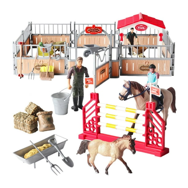 Juego de caballo y , juego de simulación, colección de figuras de acción, juguetes ecuestres, juguete de granero para edades de 3, 4, 5, 6, 7 y