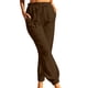 thumbnail image 1 of Gibobby Pantalones Mujer Trajes Casual Pantalones de lino de algodón casuales cómodos sólidos con cintura elástica para mujer con bolsillos, 1 of 5