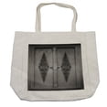 thumbnail image 1 of Antique Shopping Bag, Antique Door with Vertical Ornamental Floral Pattern Travel Treasure Monochromic, Eco-Friendly Reusable Bag for Groceries Beach and More, 15.5" X 14.5", Cream, by Ambesonne, 1 of 2