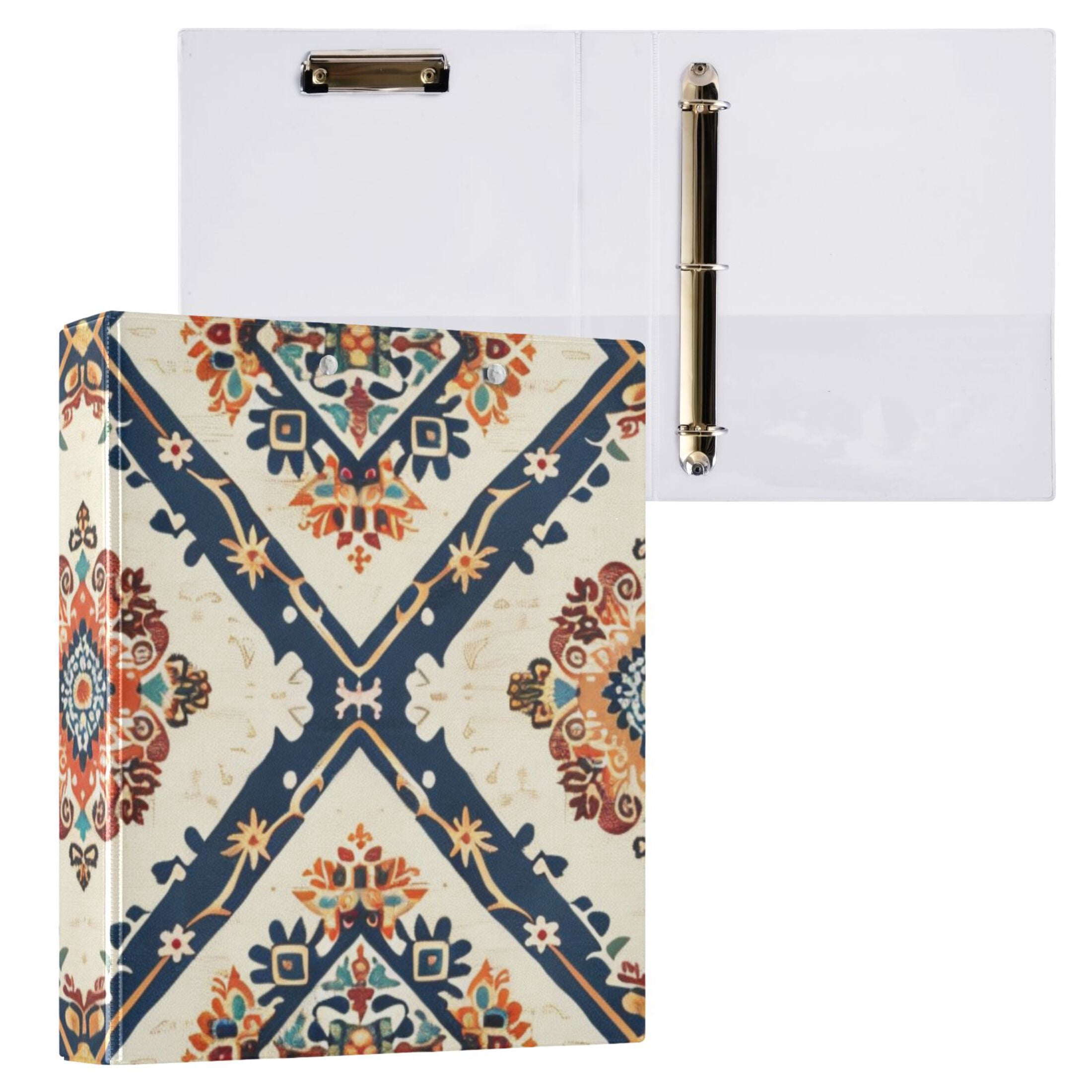 Rustic 3 Ring Binders 1.5 inch Hardcover File Folders with Interior Pockets A4 Size Organizer for School Office Hospital Set of 2