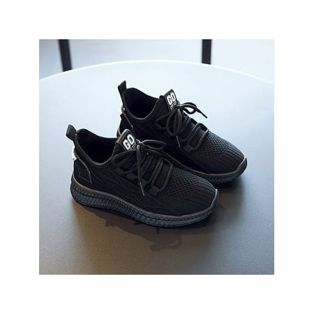 

Fangasis Children Sport Shoe Waterproof Sneakers Breathable Running Shoes Girls Flats Jogging Nonslip Lace Up Trainers Black 6.5Y