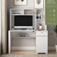 thumbnail image 6 of Newboti Computer Desk with Hutch & Bookshelf,Wood Executive Desk Teens Student Desk Writing Laptop Home Office Desk with Drawers,3 AC Outlets and 2 USB Charging Ports,Study Laptop Table for Home 36003, 6 of 14
