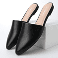 thumbnail image 6 of J. Adams Lennox Mules for Women - Black Vegan Leather Pointed Toe Slides, 6 of 6