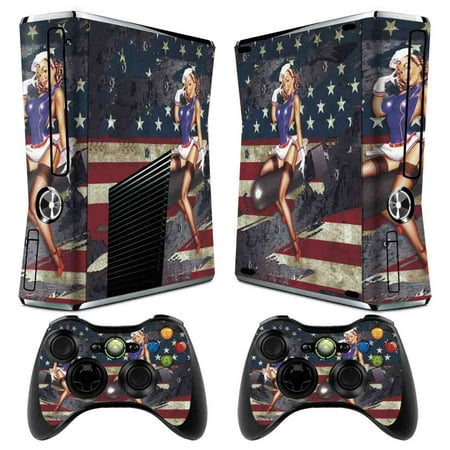 Skin For Xbox 360 Slim Console And 2 Controllers Vinyl Decal - vinyl decal protective skin cover sticker for xbox one console and 2 controllers roblox