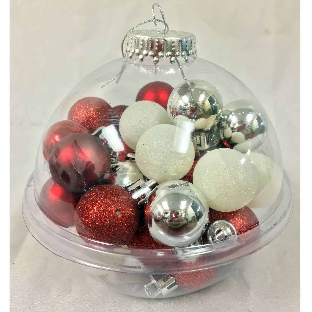 white plastic christmas balls