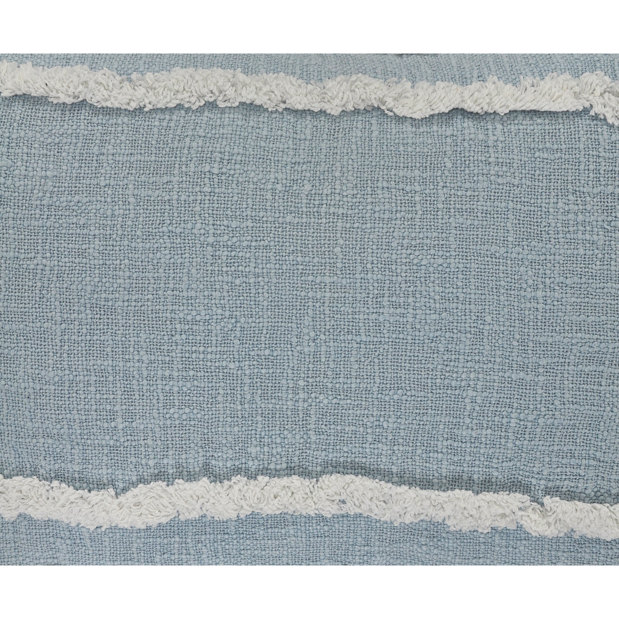Laddha Home Designs Geometric Bordered Loomed Rectangular Cotton Lumbar Pillow Cover - 24" - Sky