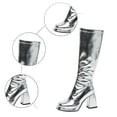 thumbnail image 5 of Gyexs Knee High Boots Women Wide Calf Square Heel Pointed Toe Long Tall Boots Side Zipper Comfortable Dress Shoes Party Footwear Silver & Size 5.5, 5 of 9