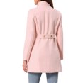 thumbnail image 3 of INSPIRE CHIC Women's Double Breasted Stand Collar Long Sleeve Midi Pea Coat Pink M, 3 of 6