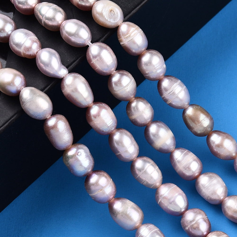 2strands Cultured Freshwater Pearl Beads Strands Rice Thistle 7.2~8x5.5~6mm Hole: 0.7~0.8mm about 44~45pcs/strand 13.58 inch(34.5cm)