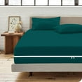 thumbnail image 3 of 4 Piece Zipper Sheet Set Includes (1 Zipper Fitted Sheet, 1 Flat Sheet And 2 Zipper PillowCase) with 8 Inch Deep Pocket 800 TC 100% Egyptian Cotton Solid Teal Color Cal King Size, 3 of 7